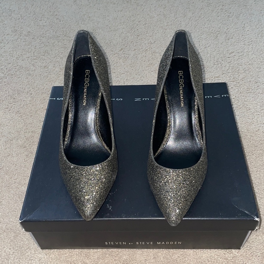 Black and gold heels